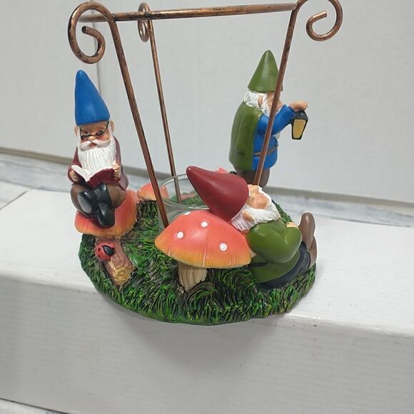 Retired Yankee Candle Gnome Tealight Candle Holder Wax Melter Missing Wax Bowl. - Picture 2 of 7